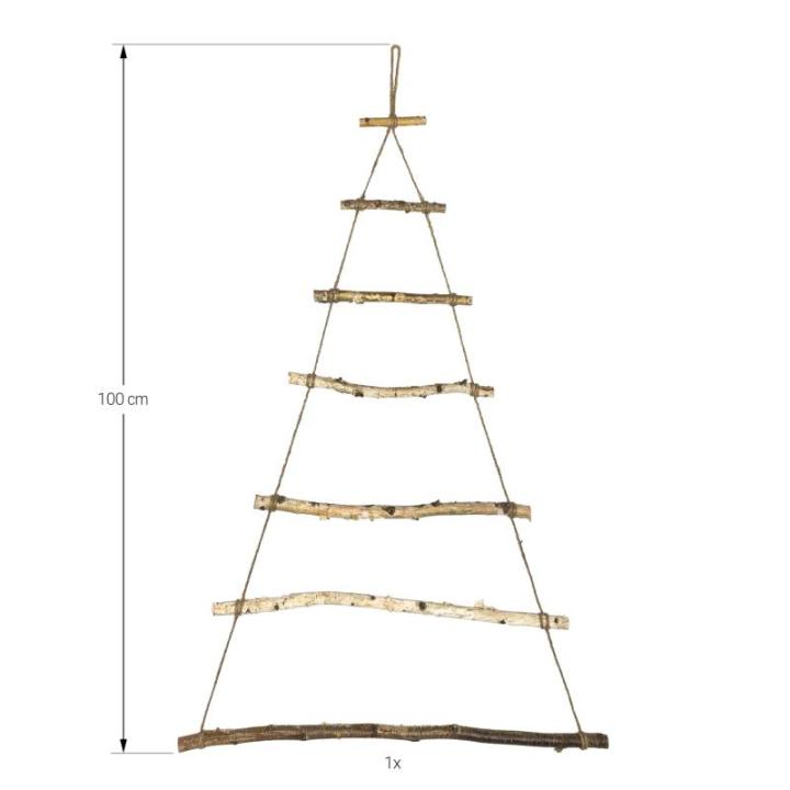 Houten boom kerstboom dennenboom wanddecoratie hangdecoratie om te versieren knutselen voor doe-het-zelf adventskalender Kerstmis Advent (natuur - 100 cm)