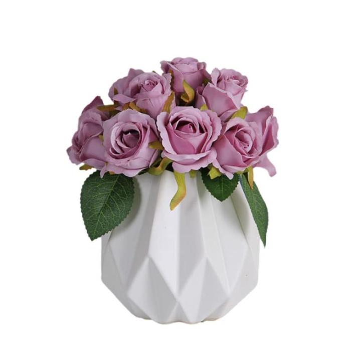 Kunstblumen Tafelaufsätze, Esszimmer, Kunstblumen in Vase, Keramik, Wohnzimmer, Veranda, dekorative Ornamente, Blumenstrauß für jeden Anlass