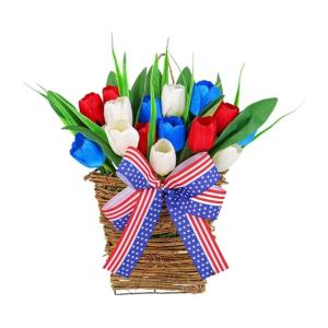 Künstlicher Blumenkranz zum Unabhängigkeitstag, Türbehang, Körbe, Kranz