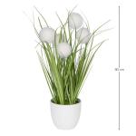 | Decoratief knoopgras | kogelgras | kunstplant met pot | 30 cm hoog (witte bloemen)