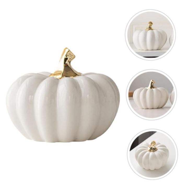 Nordic Keramische Pompoen Kunstmatige Groente Pompoen Decoraties Realistisch Pompoen Mini Pompoen Sculptuur Thanksgiving Pompoen Figuur Huishoudelijke Producten Bureau Wit