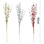 Künstliche Schaumstoffblumen, goldener Glitzer, Weihnachtsbeeren, Blumenstrauß, Zuhause, Weihnachten, Hochzeit, Dekoration, Tischkranz, Basteln, 43 cm