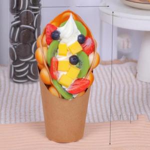 2 stücke Simulation Ei Waffel Modell Display Probe Dessert Gefälschte Blase Waffel Lebensmittel-früchte