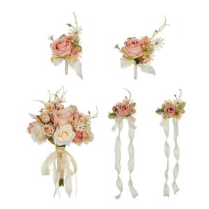 Mehrzweck-Hochzeitssträuße aus handgefertigten Seidenblumen, Dekoration mit Ansteckblumen für die Braut und Brautjungfern
