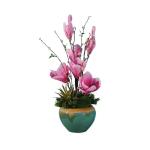 Kunstblumen Gefälschte Magnolienpflanzen für den Innenbereich, künstliche Blumenarrangements mit Porzellanvase, Innendekoration für Hochzeitsfeiern zu Hause für jeden Anlass