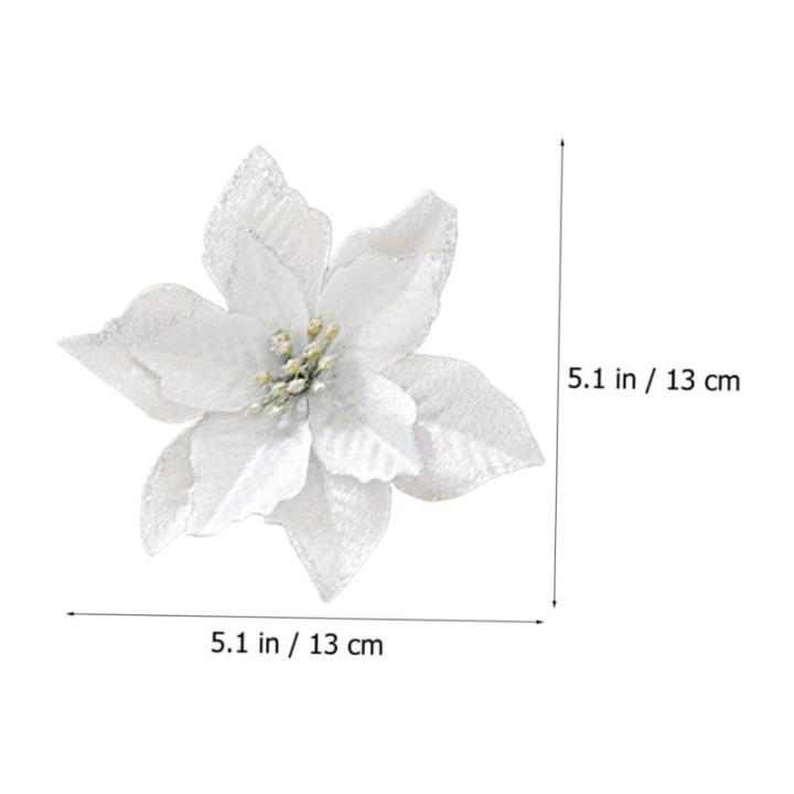 15St Weihnachtsblume Hohle Weihnachtssternblume Künstliche Blumen des Weihnachtssterns künstliche blüten Artificial Simulationsblume Weihnachtsbaumblume Plastik Silver