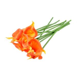 Künstliche Blumen, Künstliche Calla-Lilien-Blume, 10 Stück, fühlt Sich echt an, Seide, Blumen mit langem Stiel, Blumenstrauß, Großdekor(Orange)