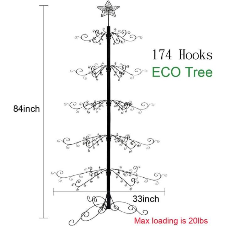 84 Inch Ornament Display Boom Stand Metalen Kerst Smeedijzeren Hanger Haak voor Halloween Opknoping Decoraties Eco Gift Zwart