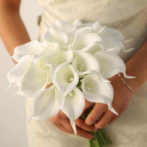 20 stuks kunstmatige Calla lelie, bruid, latex, ware aanraking, familie, decoratie, feest, bruiloft, hotel, decoratie, boeket (wit-wit)