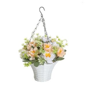 Hängende Blumenpflanze im Korb für Frühlingshochzeitsveranda-Gartenhöfe