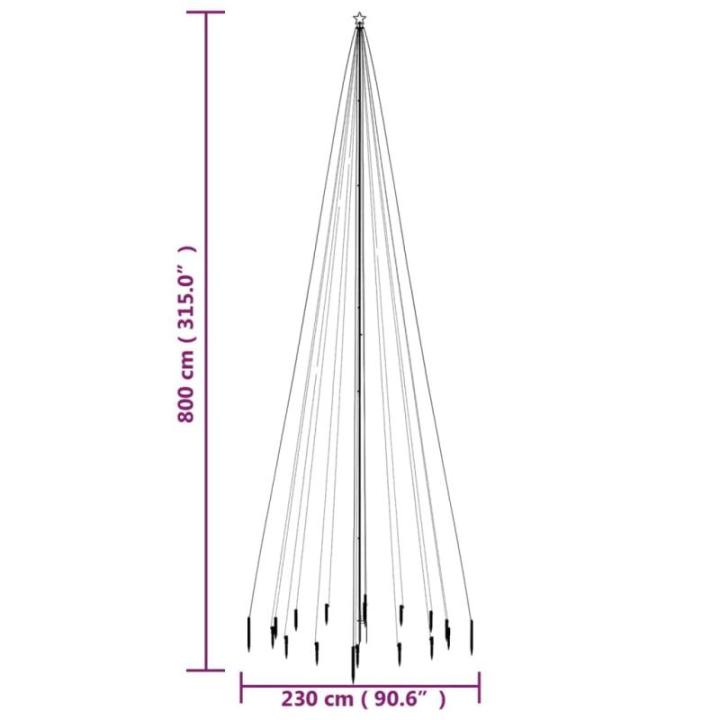 Led-kerstboom met haringen, koudwit, 1134 leds, 800 cm