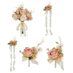 Handgefertigte Blumensträuße für die Braut, Elegante Blumensträuße aus Kunstrosen für den Hochzeitstag, Blumen für die Braut und Brautjungfern