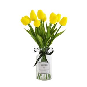 Kunstblumen Künstliche Blumen, Tulpe mit Vase, künstliche Pflanzen, künstliche Pflanzen für Heimdekoration – Seidenblumen-Arrangement für Partys für jeden Anlass