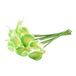 Künstliche Blumen, Künstliche Calla-Lilien-Blume, 10 Stück, fühlt Sich echt an, Seide, Blumen mit langem Stiel, Blumenstrauß, Großdekor(Green)