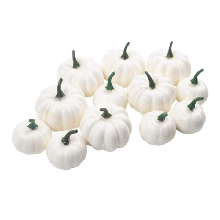 12 stuks kunstpompoenen, decoratieve pompoen, kunstplantset voor Halloween, decoratie, herfstdecoratieset, 6 groot + 6 klein