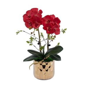 Kunstblumen Künstliches Blumen-Set, goldene Keramikvase mit künstlicher Schmetterlings-Orchidee, Arrangements für den Esstisch für Hochzeitsfeiern für jeden Anlass