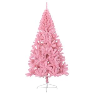 Kunstkerstboom met standaard, 210 cm hoog, kerstdecoratie, kunstboom, hoge kunstboom, pvc en staal, roze