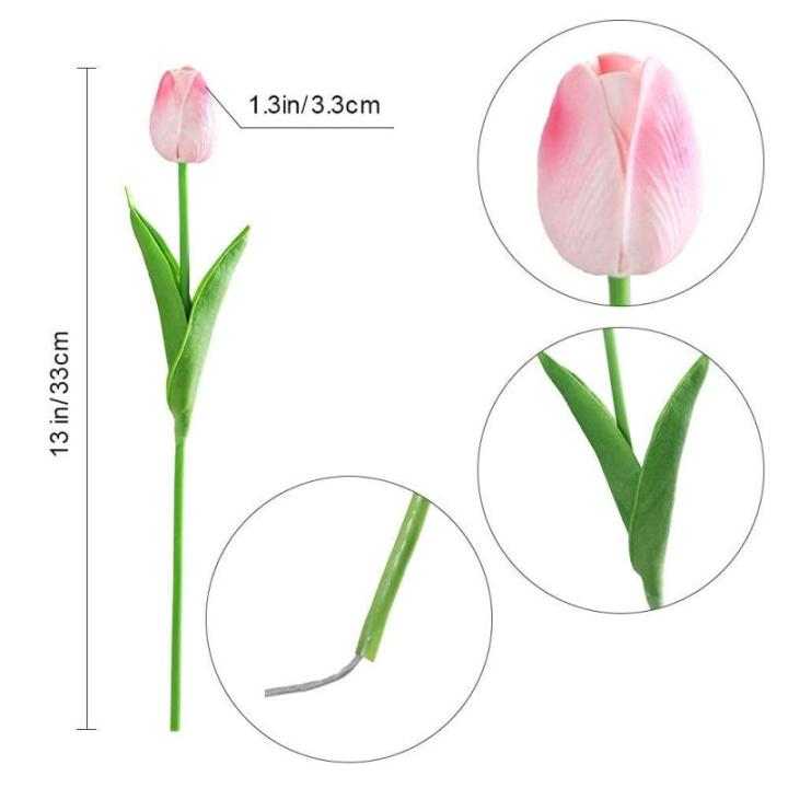 30 stuks kunstmatige tulpen bloemen nep tulpen boeket real touch bloemen voor decoratie (roze)