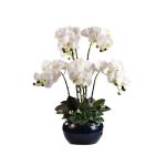 Kunstblumen Künstliches Blumenset, künstliche Phalaenopsis-Blumen, Pflanzenarrangement mit Keramiktopf, künstliche Ornamente in schöner Form für jeden Anlass