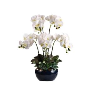 Kunstblumen Künstliches Blumenset, künstliche Phalaenopsis-Blumen, Pflanzenarrangement mit Keramiktopf, künstliche Ornamente in schöner Form für jeden Anlass