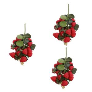 3 Stück Simulierte Obstspieße Realistischer Obstkorb Künstliche Beeren Erdbeeren Realistische Früchte Dekor Künstliche Früchte Ornamente Mini Kunstpflanzen Gefälschte