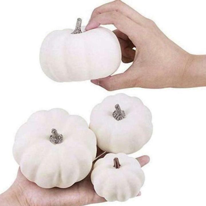 12 stuks realistische witte pompoenen van de herfstpompoenoogst voor huis tuin decoratie