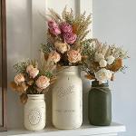 2 stuks , zijden bloemen, roos en tarweaaraars, bloemstukken, kunststof decoratie, planten, boeket, bruid, bruiloftsboeket, tuin, kantoor, kamerdecoratie, tafel-middenstukken (roze