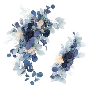 Künstlicher Blumenbogen, Blumenarrangement, 2er-Set, Eck-Seidenblumen für Hochzeitszeremonie, Party, Bühne, Hintergrund, Dekorationszubehör