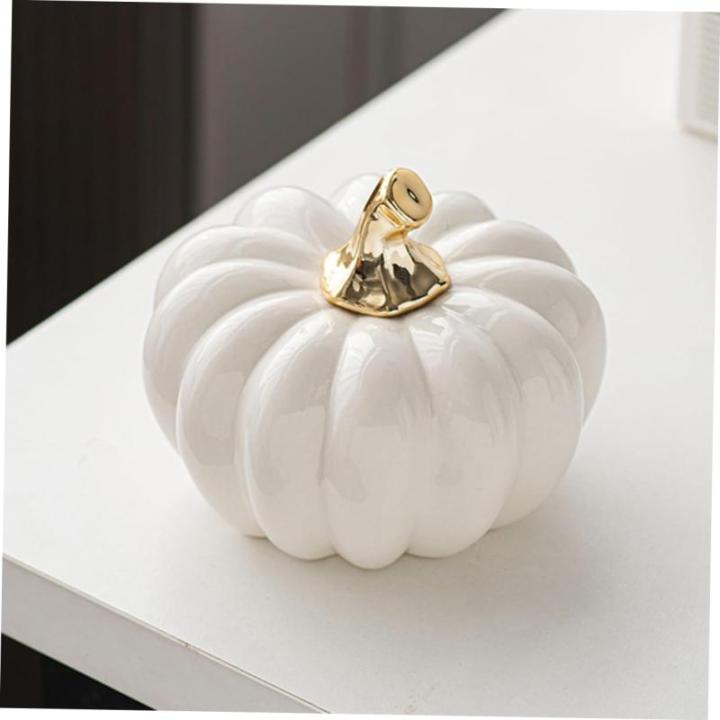 Nordic Keramische Pompoen Kunstmatige Groente Pompoen Decoraties Realistisch Pompoen Mini Pompoen Sculptuur Thanksgiving Pompoen Figuur Huishoudelijke Producten Bureau Wit