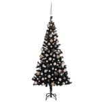 Wiederverwendbar Künstlicher Weihnachtsbaum Beleuchtung und Kugeln 180 cm H Christmas Tree Tannenbaum Weihnachtsdeko Christbaum Kunstbaum Halloween Weihnachtsbaum PVC Schwarz