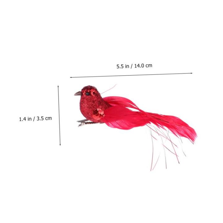 4 Stück Künstlicher Vogel Weihnachtssimulation Vögel Clip Weihnachtsvogel-Clip Vogelschmuck Im Freien Weihnachtsvogelfiguren Hängende Verzierung Der Weihnachtsvögel Schaum Rot