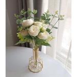 Kunstblumen Künstliche Pfingstrosenblumen, künstliche Blumensträuße, mit Kunstvase aus Eisen, gefälschte Pfingstrosenarrangements, für Party- und Heimdekoration für jeden An