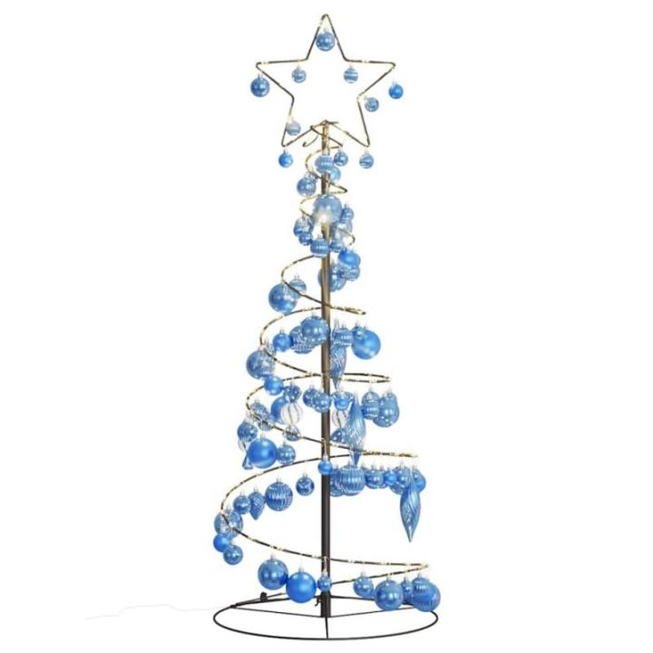 Kerstboom kegelvorm met ballen 80 leds warm wit 120 cm