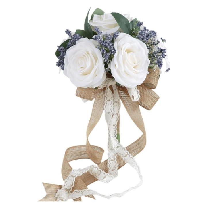 Braut Hochzeit Blume Seide Rosen Hand Bouquet Zubehör Frauen Party Dekoration