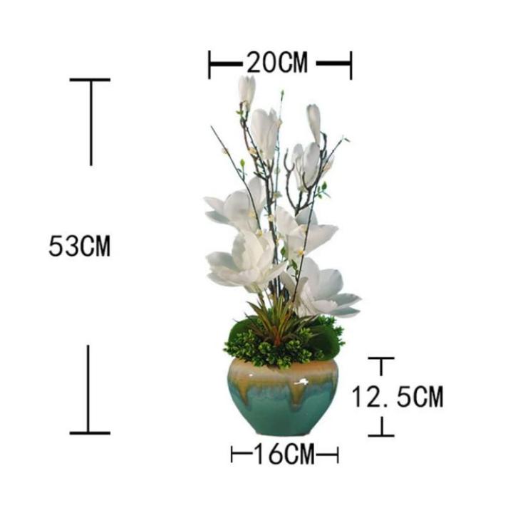 Kunstblumen Gefälschte Magnolienpflanzen für den Innenbereich, künstliche Blumenarrangements mit Porzellanvase, Innendekoration für Hochzeitsfeiern zu Hause für jeden Anlass