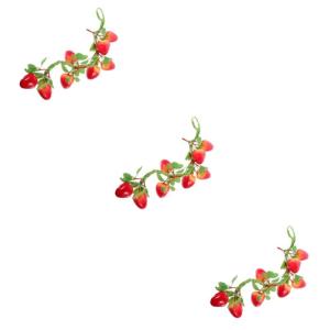 3St Simulierte Erdbeere Erdbeer-Foto-Requisiten lebensechte Fruchtgirlandenrebe Artificial Plant künstliche früchte dekorativer Erdbeeranhänger Wohndekoration Styropor rot