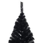 Halve kunstkerstboom met standaard, kerstboom, dennenboom, decoratieve boom, kunstboom, kerstdecoratie, zwart, 240 x 125 cm