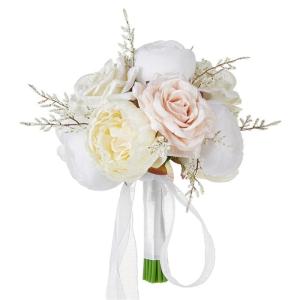 Hochzeitssträuße mit Schleife, künstliche Blumensträuße für Brautjungfern zur Hochzeit, Zeremonie, zum Jahrestag oder zum Valentinstag