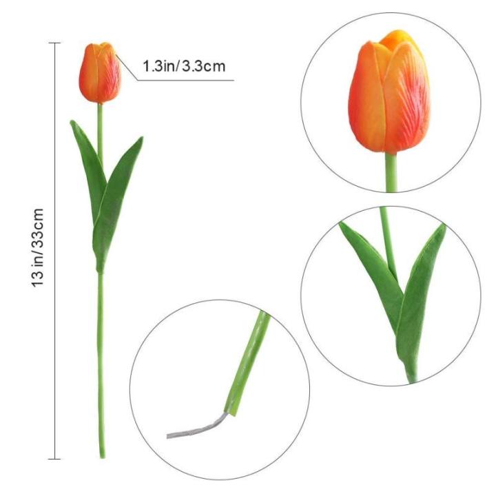30 stuks kunstmatige tulpen bloemen nep tulpen boeket real touch bloemen voor decoratie (geel)