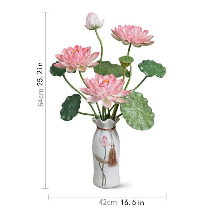 Kunstblumen Künstliche Blumen für den Innenbereich, Simulation Lotus, künstliche Blumen in Vase, Seidenblumen-Wohnzimmer-Desktop-Dekoration für jeden Anlass