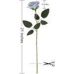 12 stuks Kunstmatige Rozen, 53cm Kunstrozen Enkele Lange Steel , Realistische voor Bruiloftsboeket, Thuis Tuin Woonkamer Hotel Kantoor Decoratie (Lichtblauw)