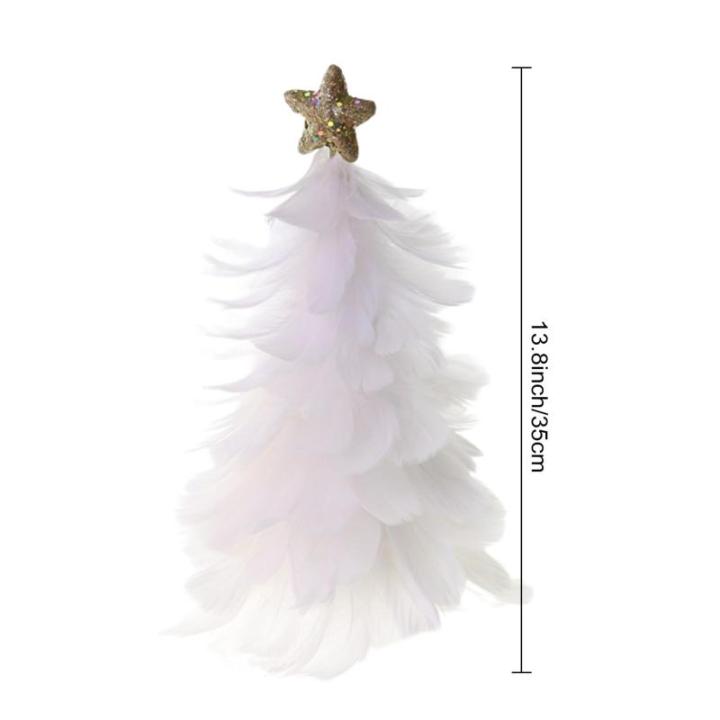 Einzigartiges Federbaum-Design, festlicher Tafelaufsatz, Weihnachtsdekoration, handgefertigte Figur mit Sternspitze, Ferienhaus für Neujahr, Weiß