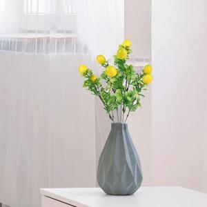 Kunstcitroentak, kunstmatige citroentakken, kunstcitroentak met groene bladeren, citroenboeket, kunstbloemenprikkers, citroentakken voor woondecoratie, 4 stuks