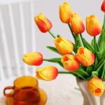 12 stuks latex kunsttulpen - nep-tulpen, , nep-tulpen, bloem met natuurlijke touch voor thuis, kantoor, bruiloftsdecoratie (rood en geel)