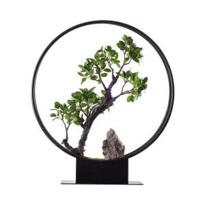 Künstlicher Bonsai-Baum Künstlicher Bonsai-Baum, künstliche Pflanzen, künstliche Bonsai-Pflanze mit Eisenrahmen, Desktop-Zen-Gartendekoration, 19,69'' x 5,51'' x 22,44'' Künst