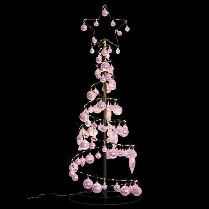 Kerstboom kegelvorm met ballen 80 leds warm wit 120 cm