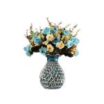Kunstblumen Künstliche Blumen mit Topf, künstliche Seidenrose mit Harzvase für Heimbüro-Dekoration, Tischdekoration, Badezimmer-Ornamente für jeden Anlass