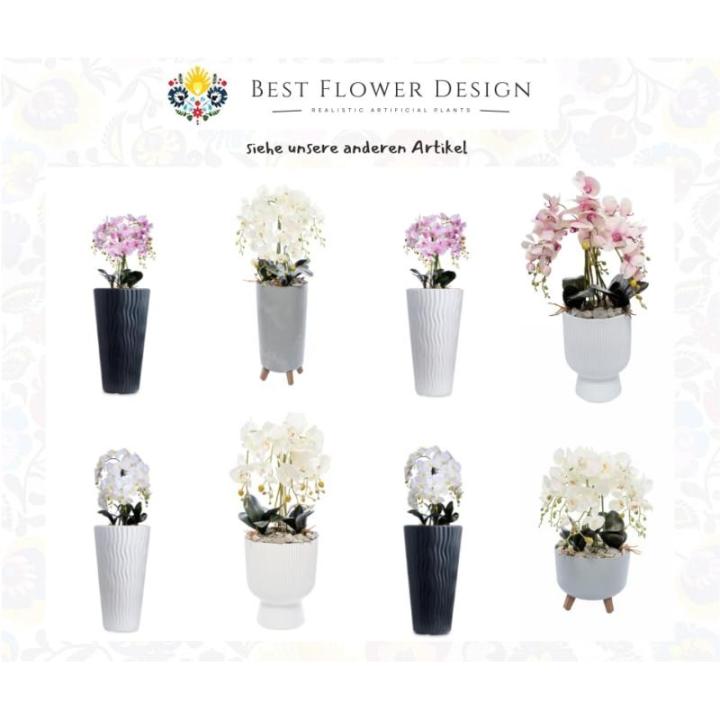 Bloempot, kunstmatige orchidee, vlinder, textiel, zeer groot, 140 cm, XXL, decoratie, ziet eruit als echt elegant, pot wit/witte orchideeën