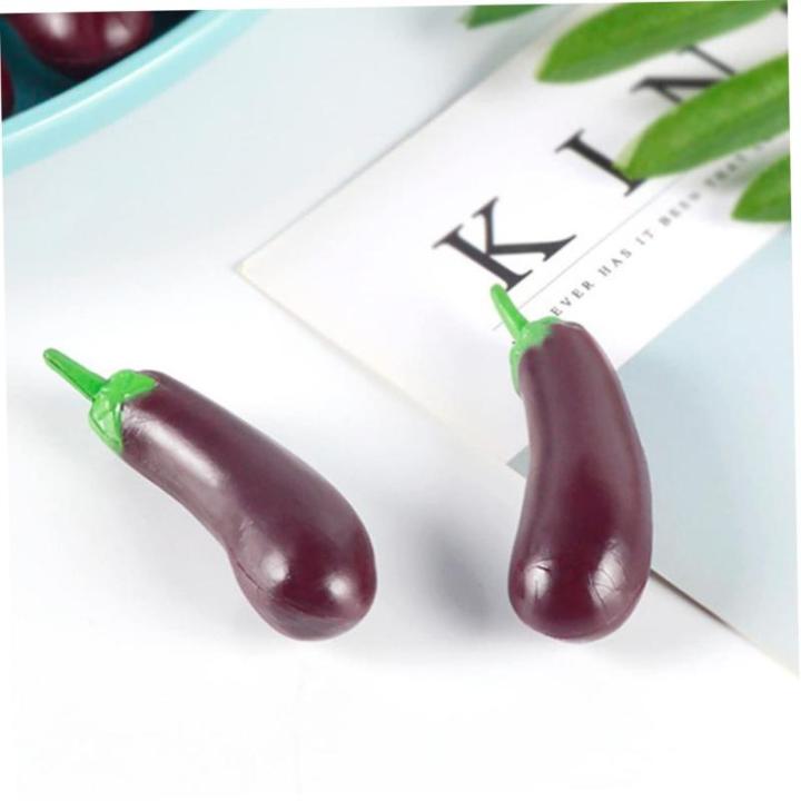 2 Sätze Simulation Aubergine Dekoratives Auberginenmodell Hausmodell-Dekoration Miniatur Aubergine Interessantes Miniaturspielzeug Miniatur-auberginen Für Kinder PVC 4 Stück * 2
