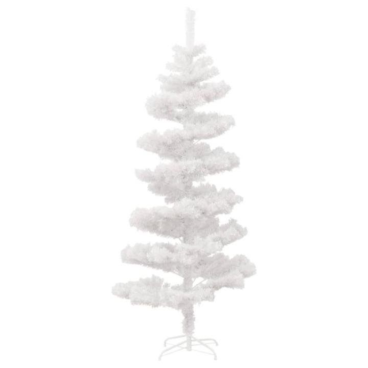 Spiral-Weihnachtsbaum mit Beleuchtung und Ständer Weiß 150 cm Christbaum Dekobaum Kunstbaum mit Ständer Tannenbaum Weihnachten Künstlicher Weihnachtsbaum für Weihnachtsdeko